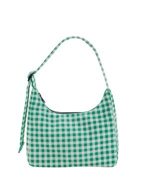 BAGGU Green Gingham Mini Nylon Shoulder Bag NWT
